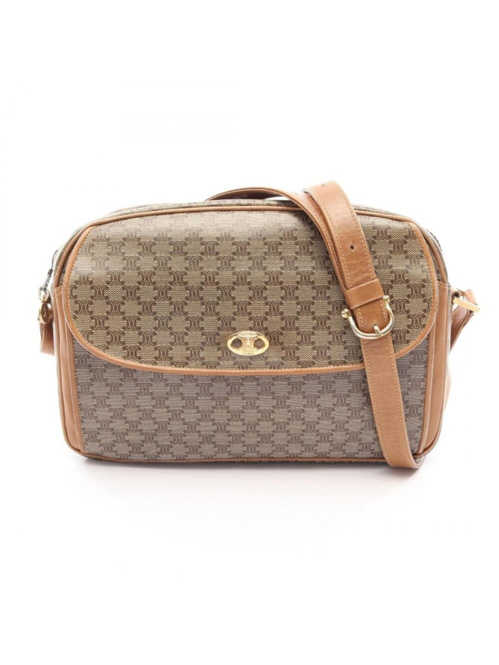 Celine Shoulder Bag Triomphe Brown Leather